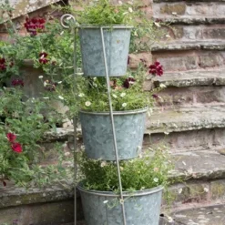 Tiered Corner Stand With Three Galvanised Pots -Deals Green4Ever Store pr2000027862 card4 lg