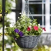 Slate Faux Rattan Hanging Basket