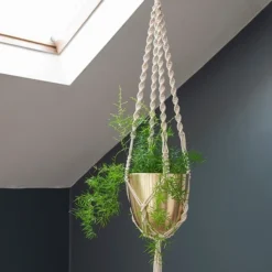 Macrame Hanger With Brushed Brass Pot -Deals Green4Ever Store pr2000038571 card4 lg