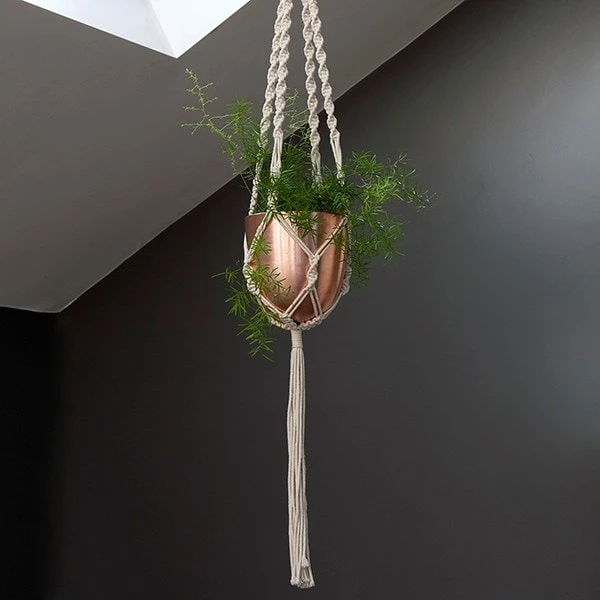 Macrame Hanger With Brushed Copper Pot 2 Macrame Hanger With Brushed Copper Pot - Image 2