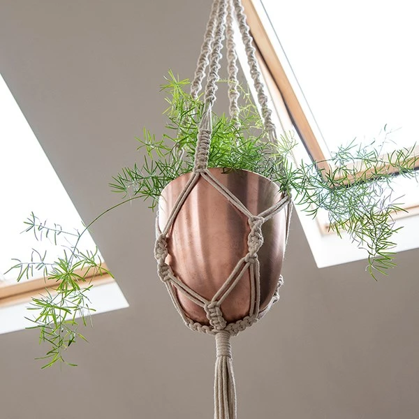 Macrame Hanger With Brushed Copper Pot 5 Macrame Hanger With Brushed Copper Pot - Image 5