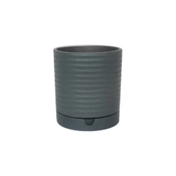 Stoneware Plant Pot & Saucer - Dark Grey -Deals Green4Ever Store pr2000044689 card2 lg