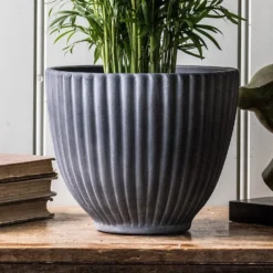 Ribbed Terracotta Plant Pot - Dark Grey -Deals Green4Ever Store pr2000047103 card2 lg