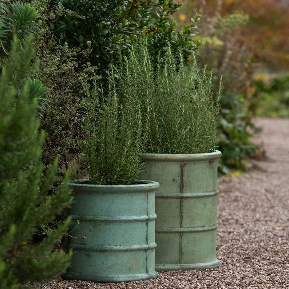 Greenwich Barrel Planter - Verdigris 1 Greenwich Barrel Planter - Verdigris